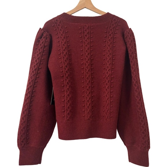 Hyacinth House Frankie Embroidered Floral Sweater in Merlot Size XL - Picture 8 of 14